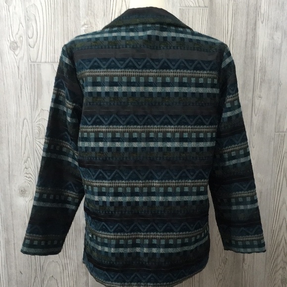 Vintage Womens Blazer Blue Turquoise Geometric Pattern Size 14 - Picture 7 of 9